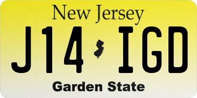 NJ license plate J14IGD