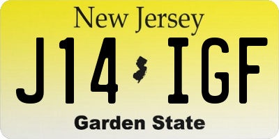 NJ license plate J14IGF