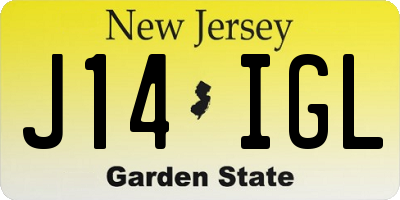 NJ license plate J14IGL