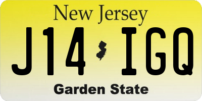 NJ license plate J14IGQ