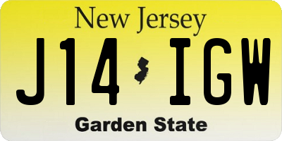 NJ license plate J14IGW