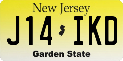 NJ license plate J14IKD