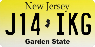 NJ license plate J14IKG