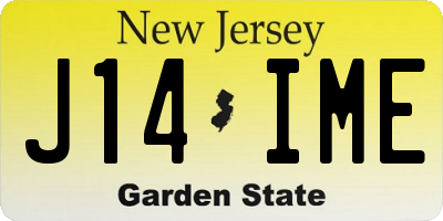 NJ license plate J14IME