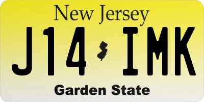 NJ license plate J14IMK