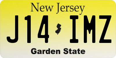 NJ license plate J14IMZ