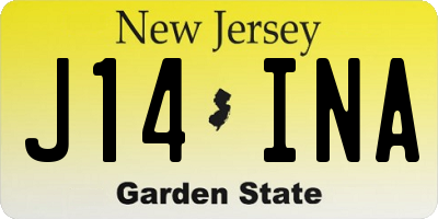NJ license plate J14INA