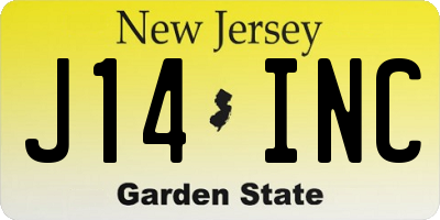 NJ license plate J14INC