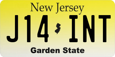 NJ license plate J14INT