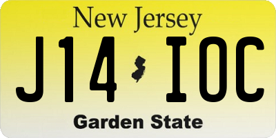 NJ license plate J14IOC