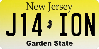 NJ license plate J14ION