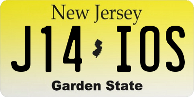 NJ license plate J14IOS
