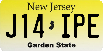 NJ license plate J14IPE