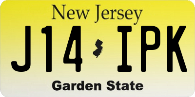 NJ license plate J14IPK