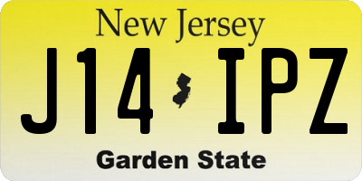 NJ license plate J14IPZ