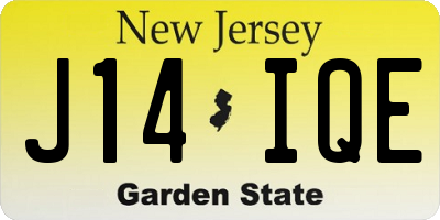 NJ license plate J14IQE