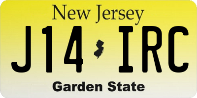 NJ license plate J14IRC