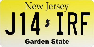 NJ license plate J14IRF
