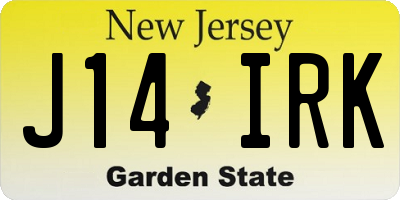 NJ license plate J14IRK