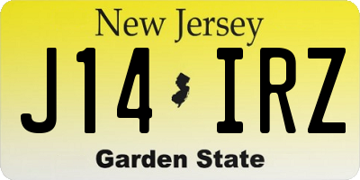 NJ license plate J14IRZ