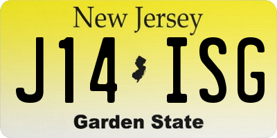 NJ license plate J14ISG