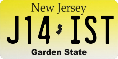 NJ license plate J14IST