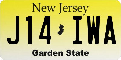 NJ license plate J14IWA