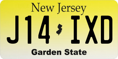 NJ license plate J14IXD