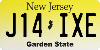 NJ license plate J14IXE
