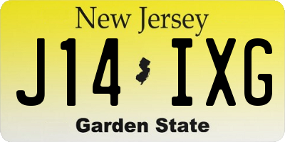 NJ license plate J14IXG