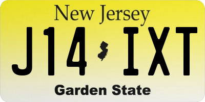 NJ license plate J14IXT