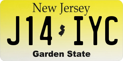 NJ license plate J14IYC