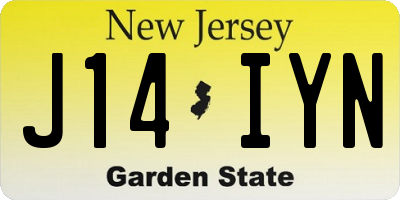 NJ license plate J14IYN