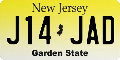NJ license plate J14JAD