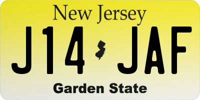 NJ license plate J14JAF