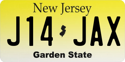 NJ license plate J14JAX