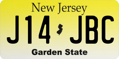 NJ license plate J14JBC