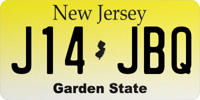NJ license plate J14JBQ