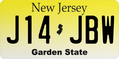 NJ license plate J14JBW