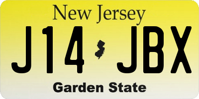 NJ license plate J14JBX