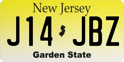 NJ license plate J14JBZ