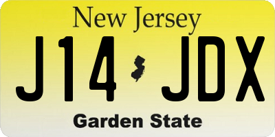 NJ license plate J14JDX