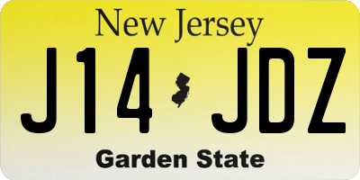 NJ license plate J14JDZ