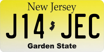 NJ license plate J14JEC
