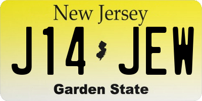 NJ license plate J14JEW