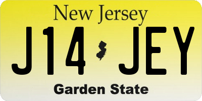 NJ license plate J14JEY