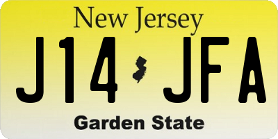 NJ license plate J14JFA