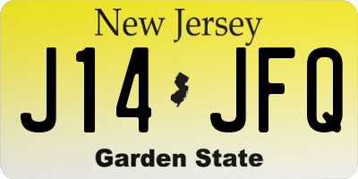 NJ license plate J14JFQ