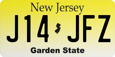 NJ license plate J14JFZ