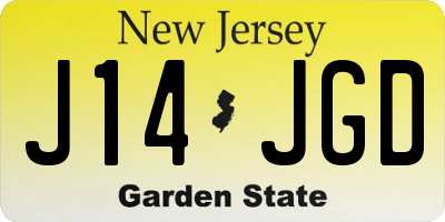 NJ license plate J14JGD